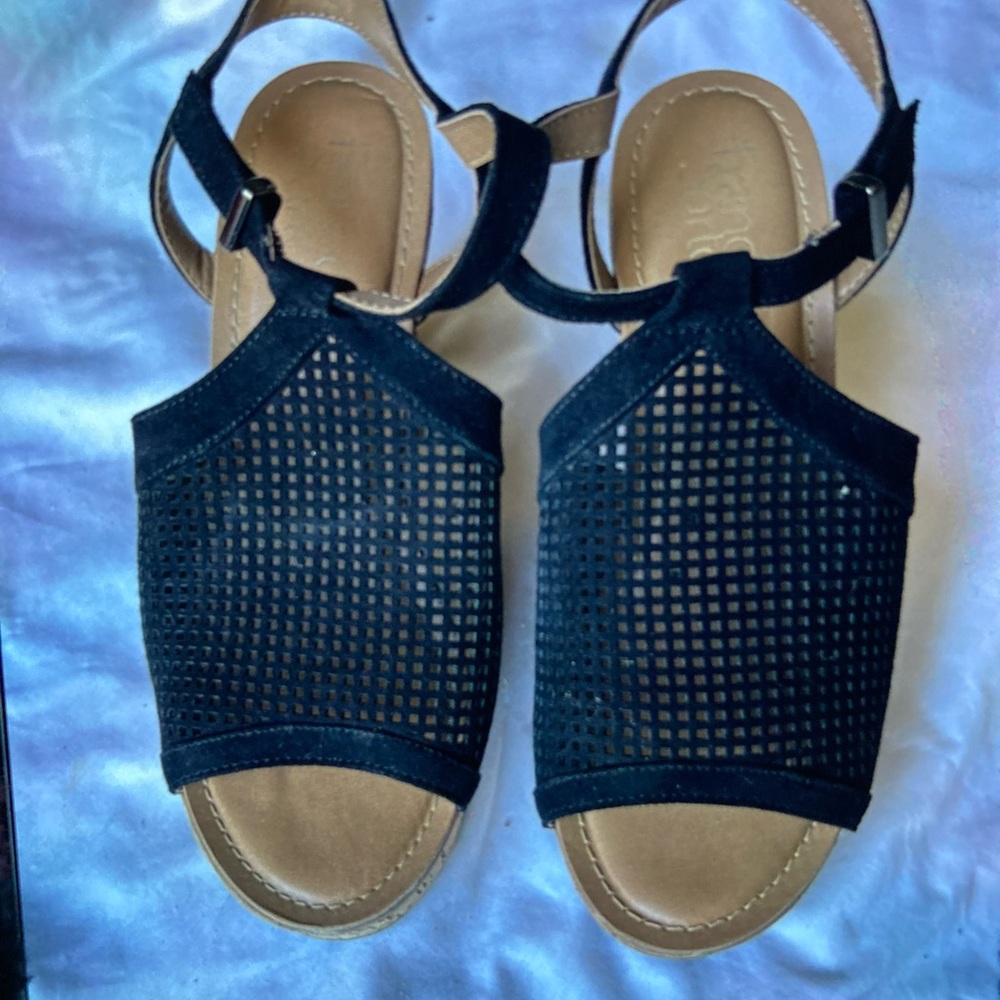 Franco Sarto Black Cutout Wedges